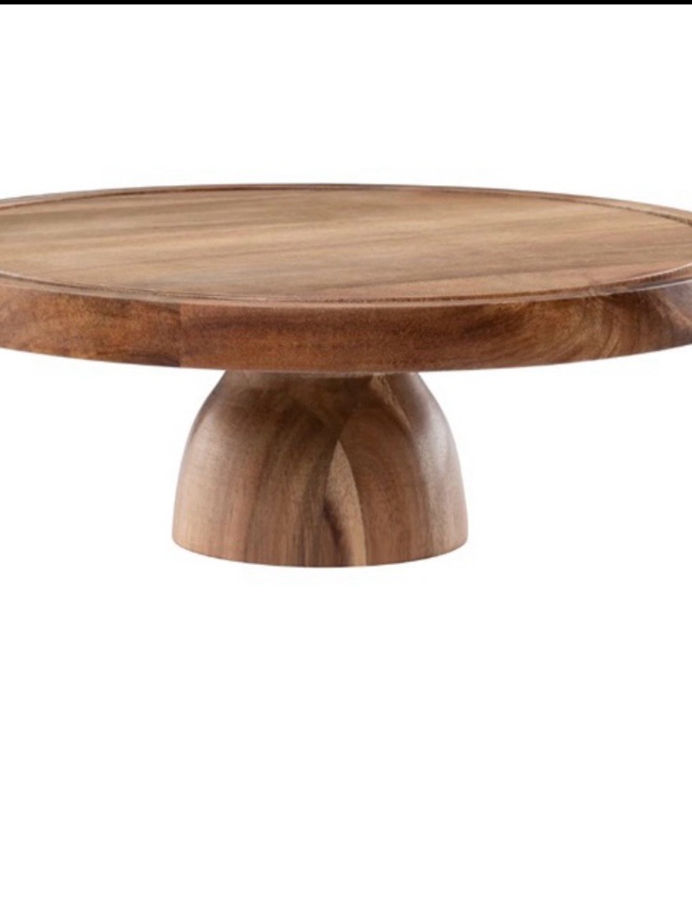 Unique 12" Round Acacia Wood Cake Stand Serving Platter Charcuterie Board